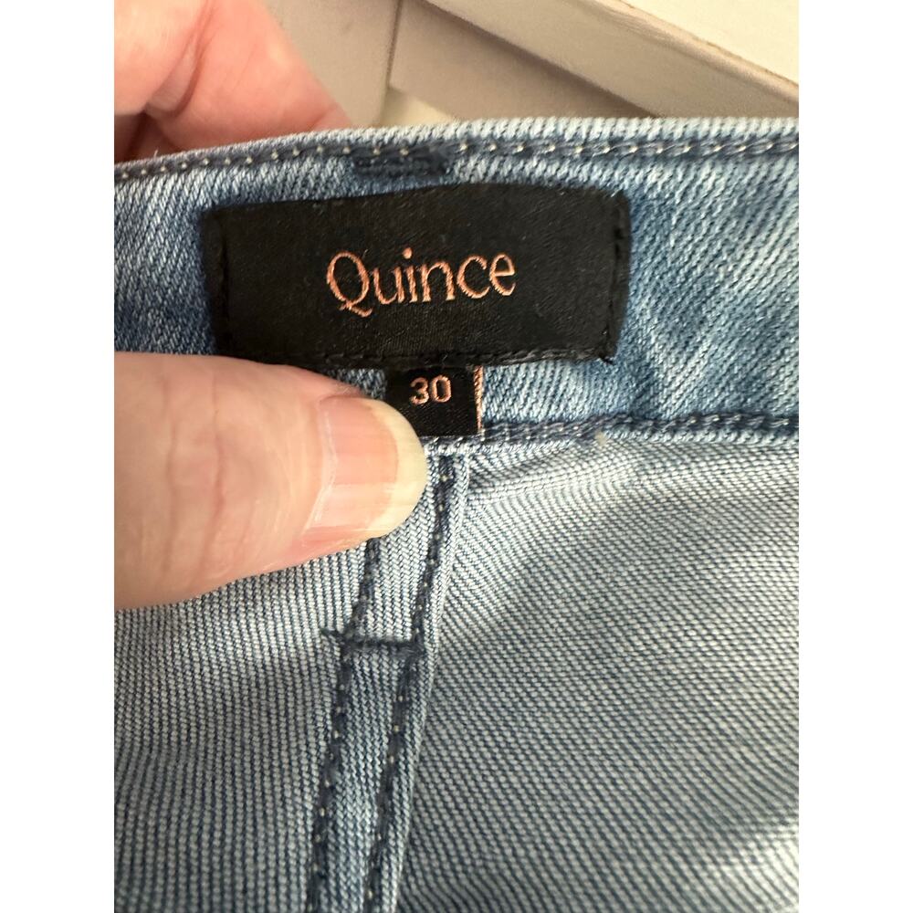 Quince Women's stretch high rise wide leg jeans Size 30 frosted blue comfortable - Picture 2 of 7